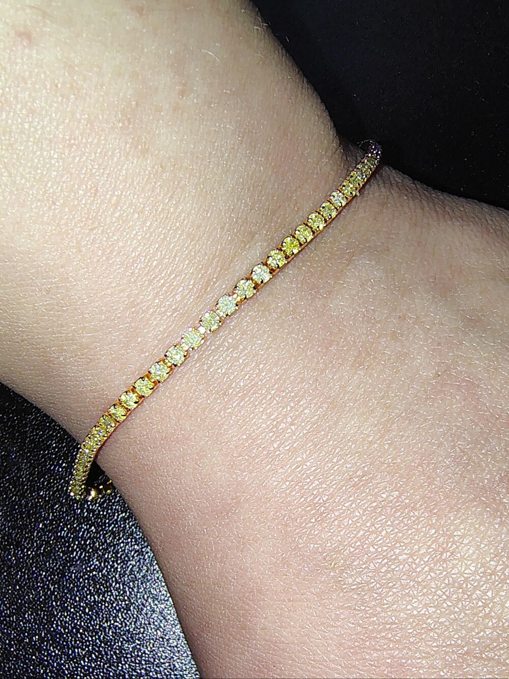 Canary Yellow Simulated Diamond Gold Tennis Bracelet Latch Clasp